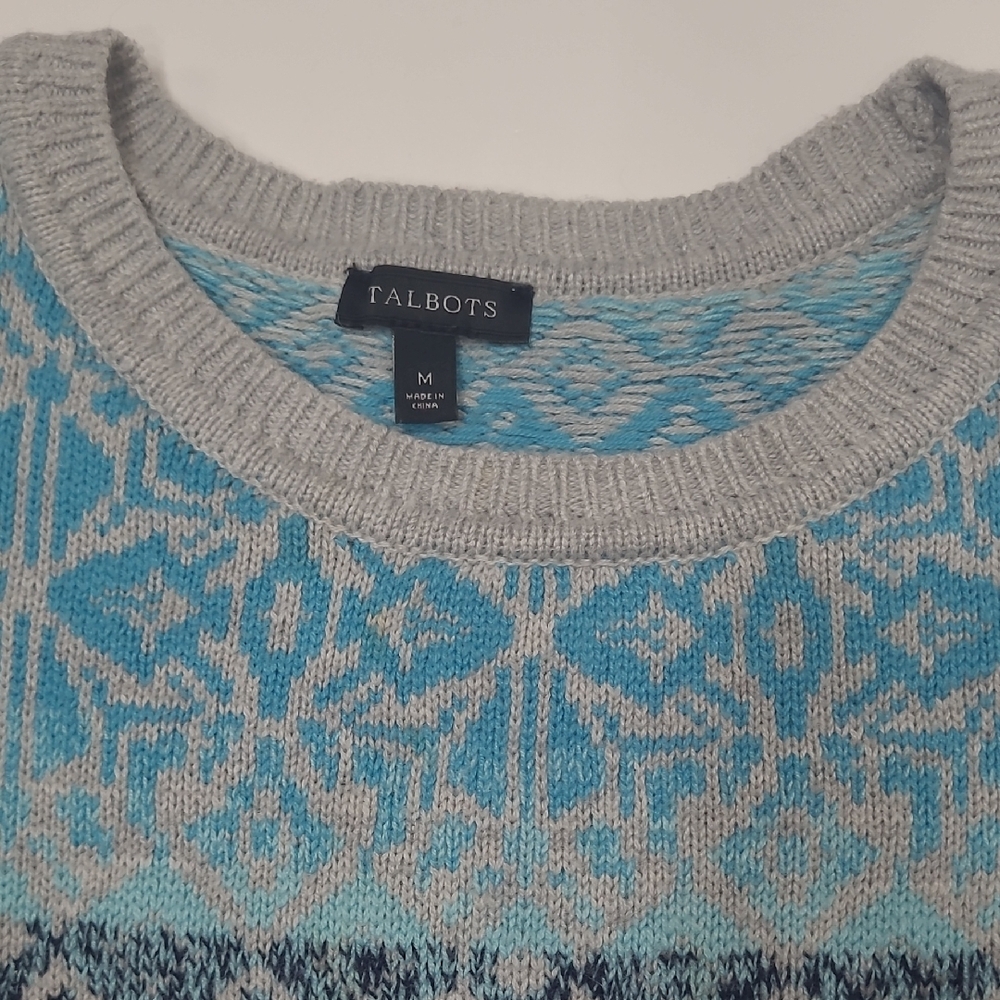 Talbots Sweater Crewneck Patterned Cable Knit Pul… - image 3